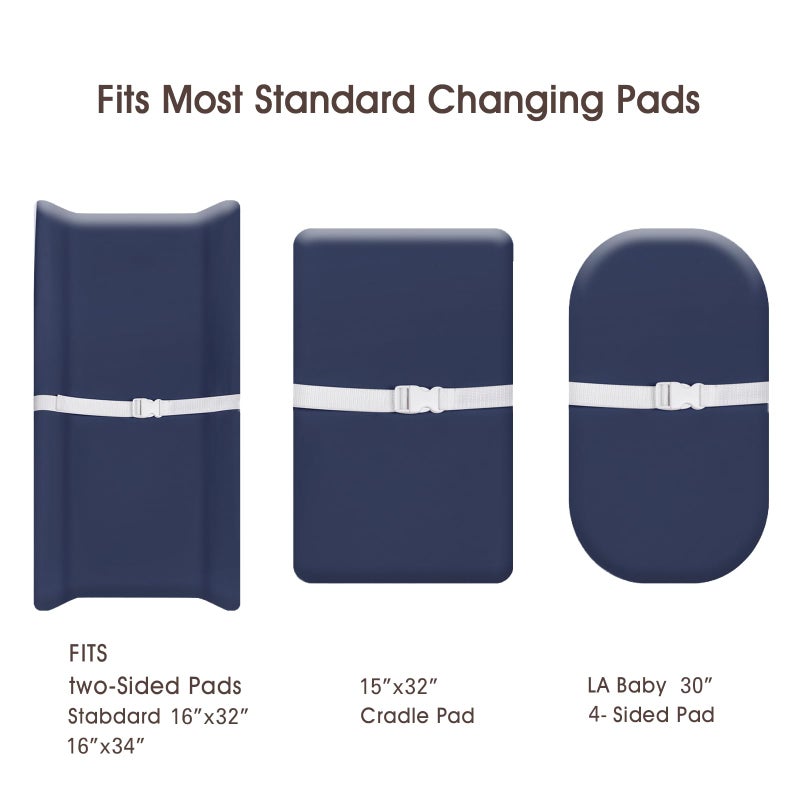 PHF Baby Changing Pad Covers for Boys Girls, 2 Pack Ultra Soft Breathable Microfiber Changing Pad Table Sheets for Most Baby Changing Pads, Light Grey & Navy - Image 4